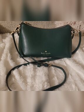 Kate Spade Jade Green Saffiano Leather Crossbody with Gold Hardware